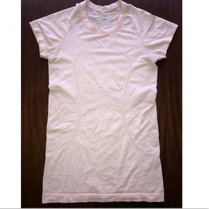 Pink Lululemon 4 swiftly short sleeve